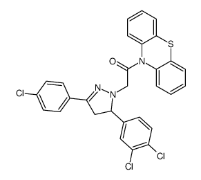 2-[5-(4-chlorophenyl)-3-(3,4-dichlorophenyl)-3,4-dihydropyrazol-2-yl]-1-phenothiazin-10-ylethanone结构式