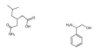 (S)-(+)-phenylglycinol salt of (S)-(+)-3-(carbamoylmethyl)-5-methylhexanoic acid结构式