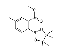 5-甲基-2-(4,4,5,5-四甲基-1,3,2-二氧杂硼烷-2-基)苯甲酸甲酯结构式