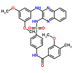 N-[2-[(3,5-二甲氧基苯基)氨基]喹喔啉-3-基]-4-[(4-甲基-3-甲氧基苯基)羰基]氨基苯磺酰胺结构式