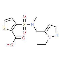 3-([[(1-Ethyl-1H-pyrazol-5-yl)methyl](methyl)amino]sulfonyl)thiophene-2-carboxylic acid结构式