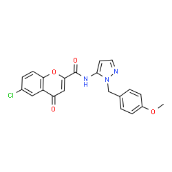 6-Chloro-N-[1-(4-methoxybenzyl)-1H-pyrazol-5-yl]-4-oxo-4H-chromene-2-carboxamide Structure