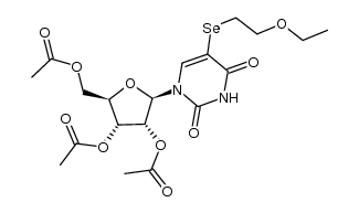 (2R,3R,4R,5R)-2-(acetoxymethyl)-5-(5-((2-ethoxyethyl)selanyl)-2,4-dioxo-3,4-dihydropyrimidin-1(2H)-yl)tetrahydrofuran-3,4-diyl diacetate Structure
