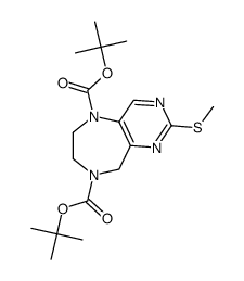 二-叔-丁基 2-(甲硫基)-6,7-二氢-5H-嘧啶并[5,4-e][1,4]二氮杂卓-5,8(9H)-二甲酸基酯结构式