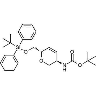 ((3R,6S)-6-(((叔丁基二苯基硅烷基)氧基)甲基)-3,6-二氢-2H-吡喃-3-基)氨基甲酸叔丁酯结构式