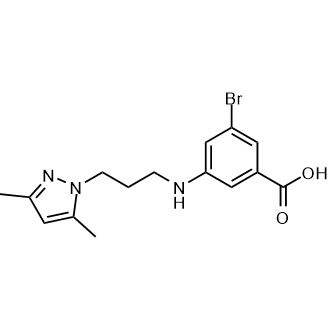 3-溴-5-(3-(3,5-二甲基-1H-吡唑-1-基)丙基)氨基)苯甲酸结构式