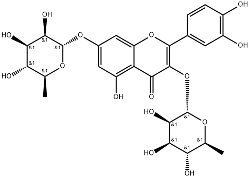 槲皮素-3,7-二-O-鼠李糖苷结构式