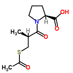 D-(S)-3-乙酰巯基-2-甲基丙酰基-L-脯氨酸结构式
