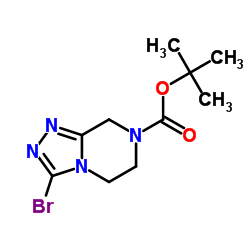3-溴-5,6-二氢-[1,2,4]三唑并[4,3-A]吡嗪-7(8H)-甲酸叔丁酯结构式