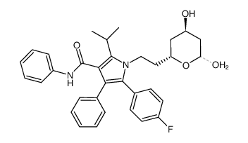 (2R,4R)-1-[2-(4,6-dihydroxytetrahydro-2-pyranyl)-ethyl]-5-(4-fluorophenyl)-2-isopropyl-4-phenyl-1H-pyrrole-3-carboxylic acid phenylamide结构式