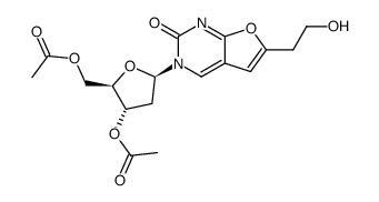 3-(3,5-Di-O-acetyl-2-deoxy-β-D-erythro-pentofuranosyl)-6-(2-hydroxyethyl)furano[2,3-d]pyrimidin-2-one结构式