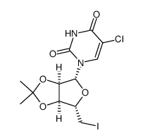 5'-脱氧-5'-碘-2',3'-O-异亚丙基-5-氯尿苷结构式