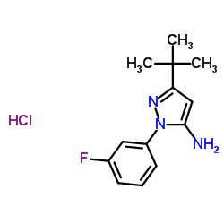 1-(3-Fluorophenyl)-3-(2-methyl-2-propanyl)-1H-pyrazol-5-amine hydrochloride (1:1)结构式