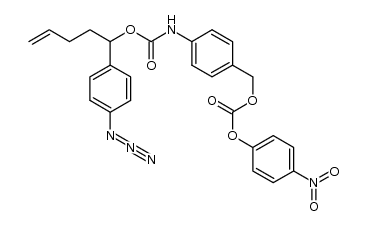 1-(4-azidophenyl)pent-4-en-1-yl (4-((((4-nitrophenoxy)carbonyl)oxy)methyl)phenyl)carbamate Structure