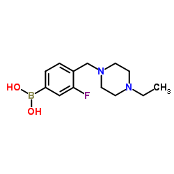 4-((4-乙基哌嗪-1-基)甲基)-3-氟苯基硼酸结构式