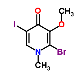 2-Bromo-5-iodo-3-methoxy-1-methyl-4(1H)-pyridinone结构式