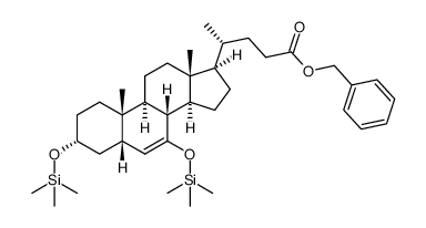 Chol-6-en-24-oic acid, 3,7-bis[(trimethylsilyl)oxy]-, phenylmethyl ester, (3α,5β)- Structure