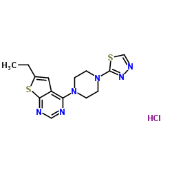 6-乙基-4-[4-(4-(1,3,4-噻二唑-2-基)-1-哌嗪基]噻吩并[2,3-d]嘧啶盐酸盐结构式
