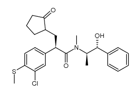 2(R)-(3-chloro-4-methylsulfanylphenyl)-N-methyl-N-[1(R)-methyl-2-oxo-2(R)-phenylethyl]-3-(2-oxocyclopentyl)proprionamide结构式