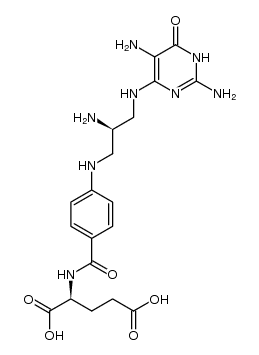 N-[4-[[2(R)-amino-3-[(2,5-diamino-4(3H)-oxopyrimidin-6-yl)amino]propyl]amino]benzoyl]-L-glutamic acid结构式
