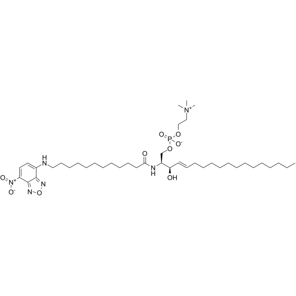 N-[12-[(7-硝基-2-1,3-苯并恶二唑-4-基)氨基]十二烷酰基]-鞘氨醇-1-磷酸胆碱结构式