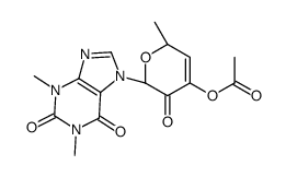 1H-Purine-2,6-dione, 3,7-dihydro-7-(4-(acetyloxy)-3,6-dihydro-6-methyl-3-oxo-2H-pyran-2-yl)-1,3-dimethyl-, (2S-cis)-结构式