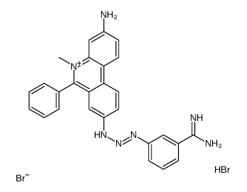 3-[2-(3-amino-5-methyl-6-phenylphenanthridin-5-ium-8-yl)iminohydrazinyl]benzenecarboximidamide,bromide,hydrobromide结构式