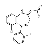 7-Chloro-1,3-dihydro-5-(2-fluorophenyl)-2-nitromethyl-ene-2H-1,4-benzodiazepine结构式