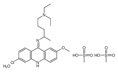 4-N-(6-chloro-2-methoxyacridin-9-yl)-1-N,1-N-diethylpentane-1,4-diamine,methanesulfonic acid,hydrate Structure