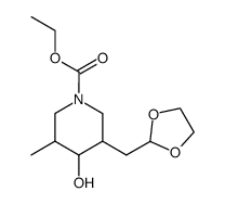 ethyl 3-(1,3-dioxolan-2-ylmethyl)-4-hydroxy-5-methylpiperidine-1-carboxylate结构式