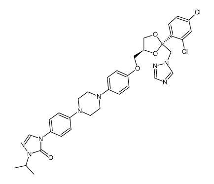 cis-4-<4-<4-<4-<<2-(2,4-dichlorophenyl)-2-(1H-1,2,4-triazol-1-ylmethyl)-1,3-dioxolan-4-yl>methoxy>phenyl>-1-piperazinyl>phenyl>-2,4-dihydro-2-(1-methylethyl)-3H-1,2,4-triazol-3-one Structure