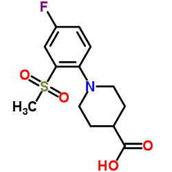 1-[4-Fluoro-2-(methylsulfonyl)phenyl]-4-piperidinecarboxylic acid结构式