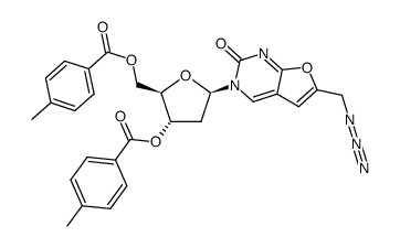 6-(azidomethyl)-3-(2-deoxy-3,5-di-O-4-toluoyl-β-D-ribofuranosyl)furo[2,3-d]pyrimidin-2(3H)-one结构式