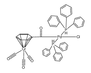 trans-Pd{(η6-C6H5CO)Cr(CO)3}Cl(PPh3)2结构式