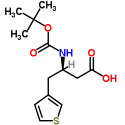 Boc-(3-噻吩基)-D-β-高丙氨酸结构式