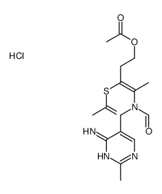 S-[3-acetoxy-1-[1-[[(4-amino-2-methyl-5-pyrimidyl)methyl]formamido]ethylidene]propyl] thioacetate monohydrochloride Structure