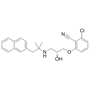 2-氯-6-[(2R)-3-[[1,1-二甲基-2-(2-萘基)乙基]氨基]-2-羟基丙氧基]苯腈结构式