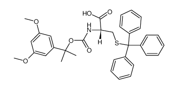 (R)-2-[1-(3,5-Dimethoxy-phenyl)-1-methyl-ethoxycarbonylamino]-3-tritylsulfanyl-propionic acid Structure