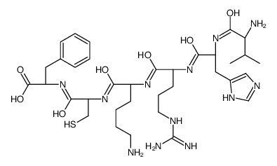 (2S)-2-[[(2R)-2-[[(2S)-6-amino-2-[[(2S)-2-[[(2S)-2-[[(2S)-2-amino-3-methylbutanoyl]amino]-3-(1H-imidazol-5-yl)propanoyl]amino]-5-(diaminomethylideneamino)pentanoyl]amino]hexanoyl]amino]-3-sulfanylpropanoyl]amino]-3-phenylpropanoic acid Structure