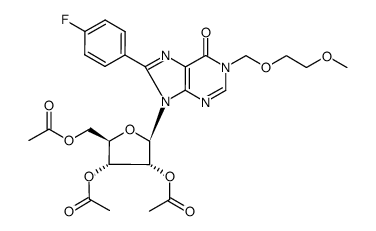 2',3',5'-tri-O-acetyl-8-(4-fluorophenyl)-1-[(2-methoxyethoxy)methyl]inosine Structure