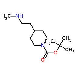 4-(2-(甲基氨基)乙基)哌啶-1-甲酸叔丁酯结构式