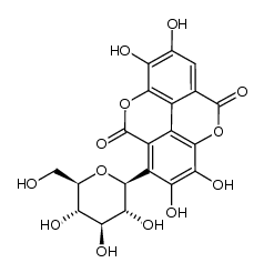 2,3,7,8-tetrahydroxy-1-((2S,3R,4R,5S,6R)-3,4,5-trihydroxy-6-(hydroxymethyl)tetrahydro-2H-pyran-2-yl)chromeno[5,4,3-cde]chromene-5,10-dione结构式
