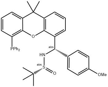 [S(R)]-N-[(S)-[5-(二苯基膦基)-9,9-二甲基-9H-黄嘌呤-4-基](4-甲氧基苯基)甲基]-2-甲基-2-丙烷亚磺酰胺结构式