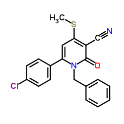 1-Benzyl-6-(4-chlorophenyl)-4-(methylsulfanyl)-2-oxo-1,2-dihydro-3-pyridinecarbonitrile Structure