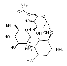 6-O-(3-Amino-6-carbamoyl-3-deoxy-α-D-glucopyranosyl)-4-O-(2,6-diamino-2,6-dideoxy-α-D-glucopyranosyl)-2-deoxy-D-streptamine结构式