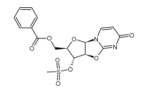 2,2'-anhydro-1-(5'-O-benzoyl-3'-O-methanesulfonyl-β-D-arabinofuranosyl)uracil结构式