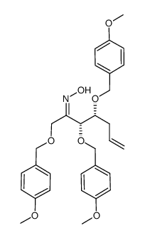 1,2,3-trideoxy-4,5,7-tri-O-(4-methoxybenzyl)-D-arabino-hept-1-en-6-ulose oxime Structure
