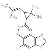 Cyclopropanecarboxylicacid, 2,2-dimethyl-3-(2-methyl-1-propen-1-yl)-,(6-chloro-1,3-benzodioxol-5-yl)methyl ester Structure
