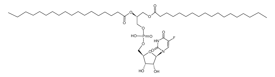 (2S)-3-(((((2R,3S,4R,5R)-5-(5-fluoro-2,4-dioxo-3,4-dihydropyrimidin-1(2H)-yl)-3,4-dihydroxytetrahydrofuran-2-yl)methoxy)(hydroxy)phosphoryl)oxy)propane-1,2-diyl distearate Structure