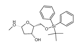 methyl 5-O-(tert-butyldiphenylsilyl)-2-deoxy-α,β-D-threo-pentofuranoside结构式